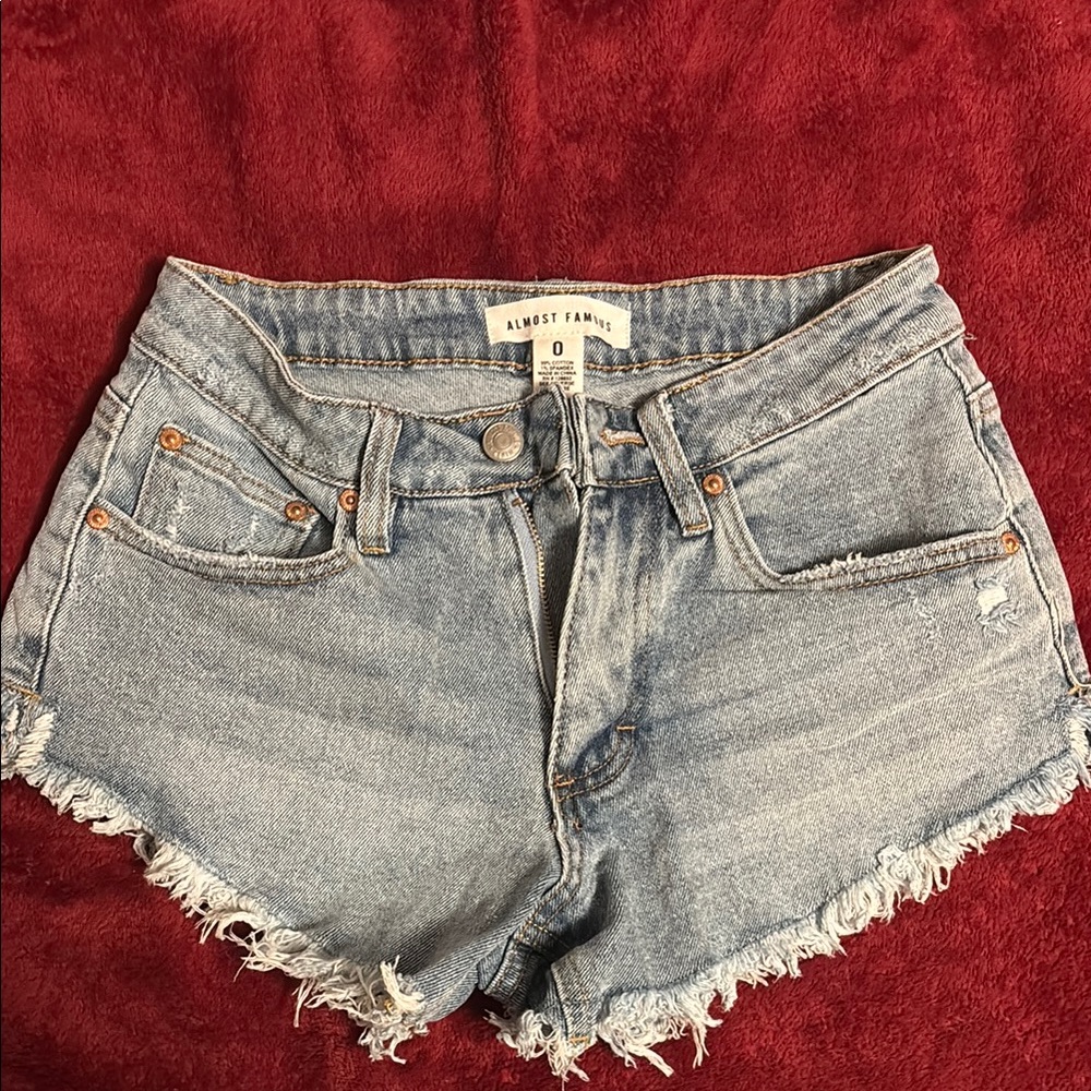 Almost Famous Blue Jean Shorts with Frayed Hem